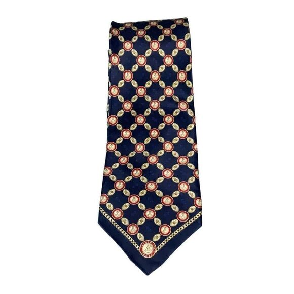 Gianfranco Ferre Men’s Silk Tie Navy Gold Anchors Made in Italy 56.5” x4” - Picture 2 of 4